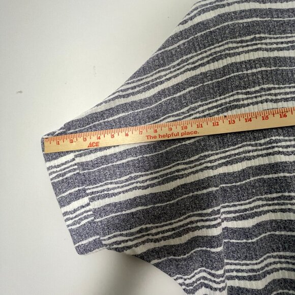 Sadie & Sage Striped Duster Cardigan Women's Medium Gray Open Front Knit Cover - Picture 7 of 10